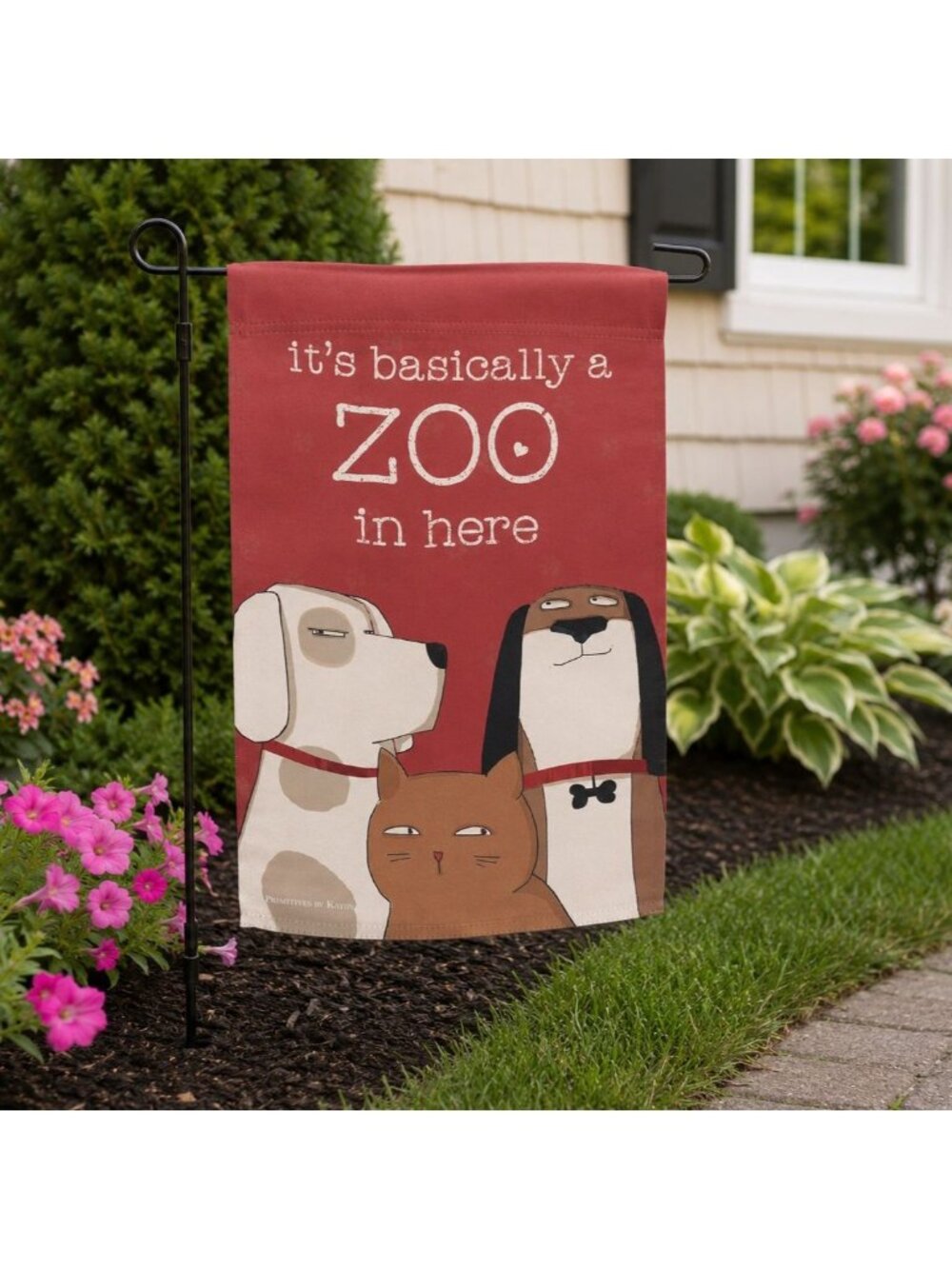 New It’s Basically A Zoo In Here Pet Garden Flag Double Sided Dog Cat Decor